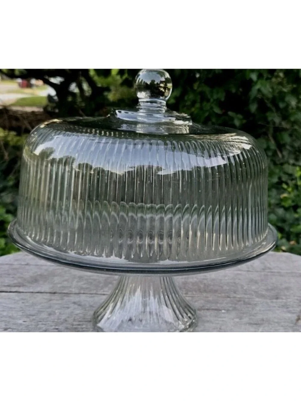 Clear Glass Anchor Hocking Ribbed Glass Cake Stand Doubles As A Punch Bowl